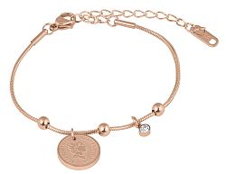 Troli Elegáns acél karkötő Coin Rose Gold